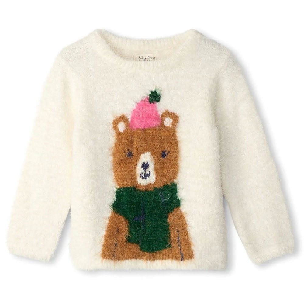Hatley Cream Fuzzy Bear Sweater